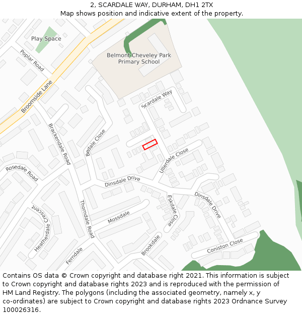 2, SCARDALE WAY, DURHAM, DH1 2TX: Location map and indicative extent of plot