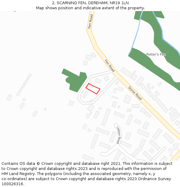 2, SCARNING FEN, DEREHAM, NR19 1LN: Location map and indicative extent of plot