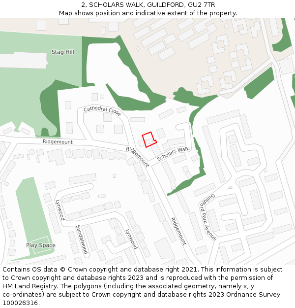 2, SCHOLARS WALK, GUILDFORD, GU2 7TR: Location map and indicative extent of plot