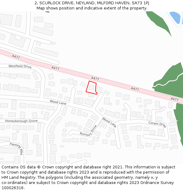 2, SCURLOCK DRIVE, NEYLAND, MILFORD HAVEN, SA73 1PJ: Location map and indicative extent of plot