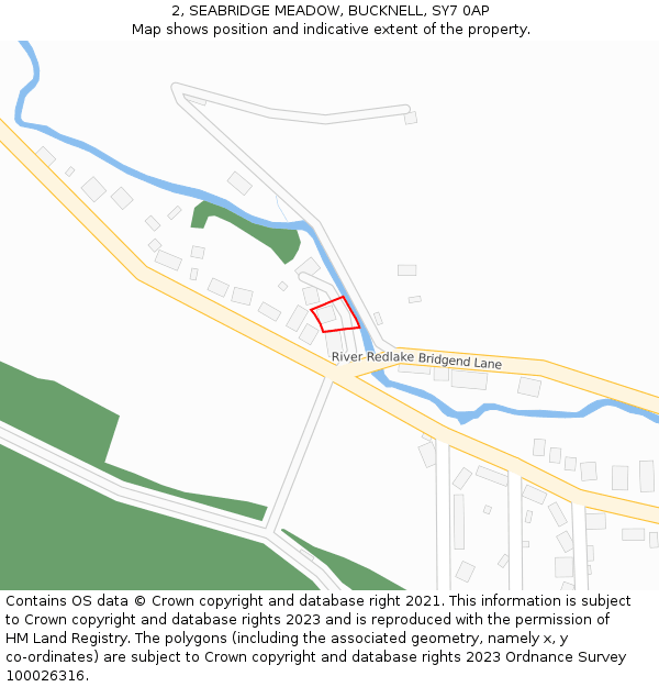 2, SEABRIDGE MEADOW, BUCKNELL, SY7 0AP: Location map and indicative extent of plot