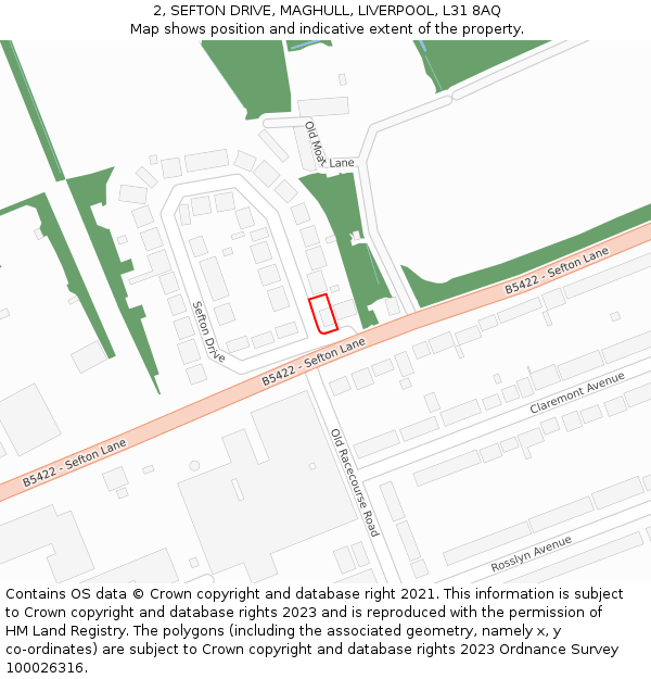 2, SEFTON DRIVE, MAGHULL, LIVERPOOL, L31 8AQ: Location map and indicative extent of plot