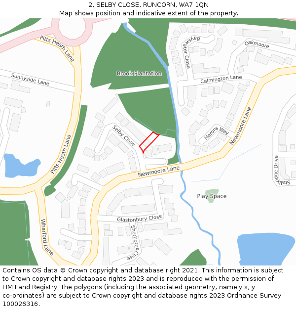 2, SELBY CLOSE, RUNCORN, WA7 1QN: Location map and indicative extent of plot