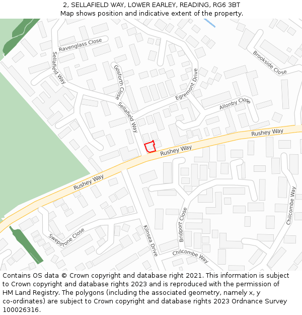 2, SELLAFIELD WAY, LOWER EARLEY, READING, RG6 3BT: Location map and indicative extent of plot