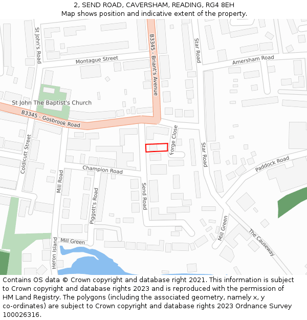 2, SEND ROAD, CAVERSHAM, READING, RG4 8EH: Location map and indicative extent of plot