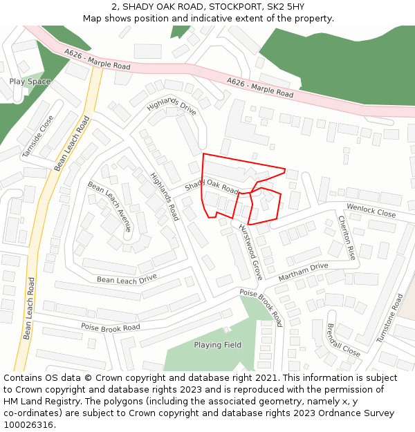 2, SHADY OAK ROAD, STOCKPORT, SK2 5HY: Location map and indicative extent of plot