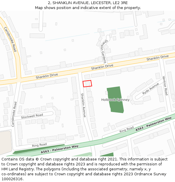 2, SHANKLIN AVENUE, LEICESTER, LE2 3RE: Location map and indicative extent of plot