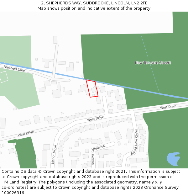 2, SHEPHERDS WAY, SUDBROOKE, LINCOLN, LN2 2FE: Location map and indicative extent of plot