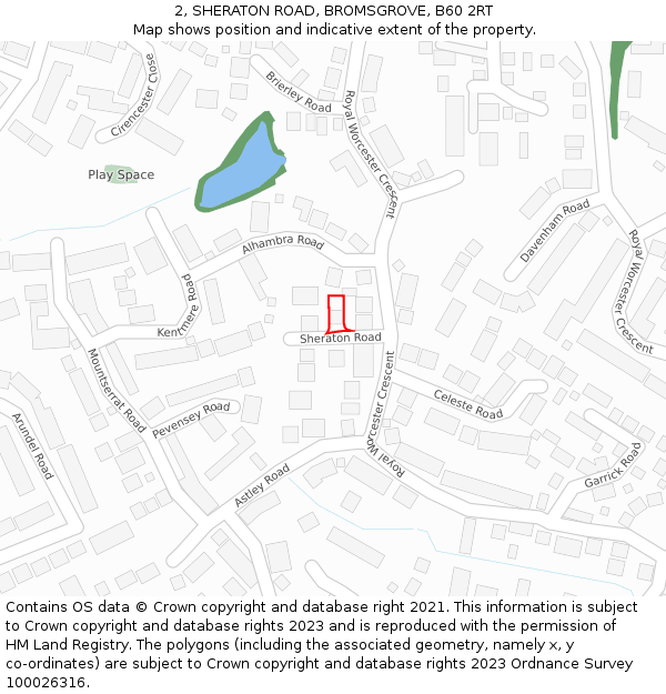 2, SHERATON ROAD, BROMSGROVE, B60 2RT: Location map and indicative extent of plot
