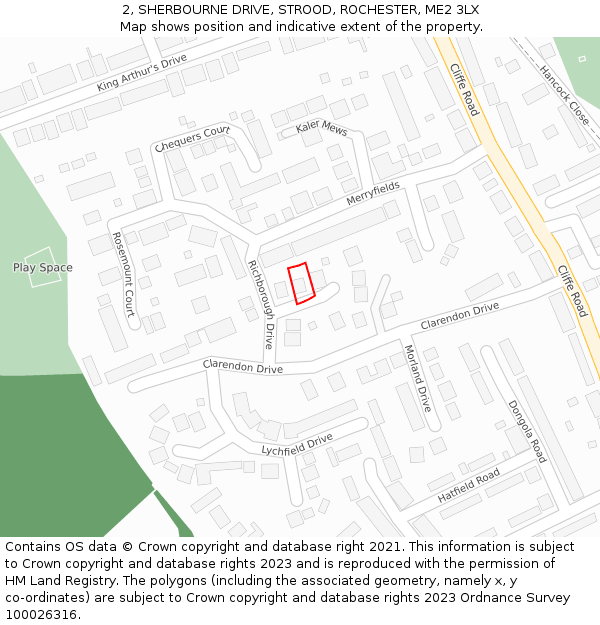 2, SHERBOURNE DRIVE, STROOD, ROCHESTER, ME2 3LX: Location map and indicative extent of plot