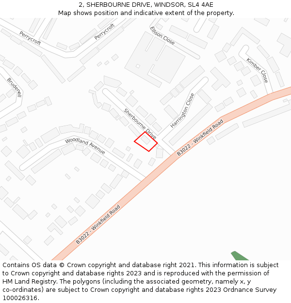 2, SHERBOURNE DRIVE, WINDSOR, SL4 4AE: Location map and indicative extent of plot