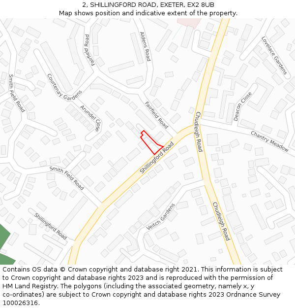 2, SHILLINGFORD ROAD, EXETER, EX2 8UB: Location map and indicative extent of plot