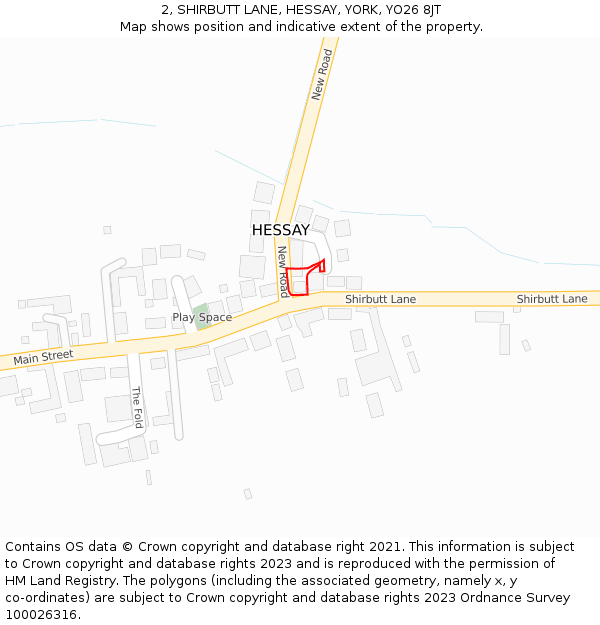 2, SHIRBUTT LANE, HESSAY, YORK, YO26 8JT: Location map and indicative extent of plot