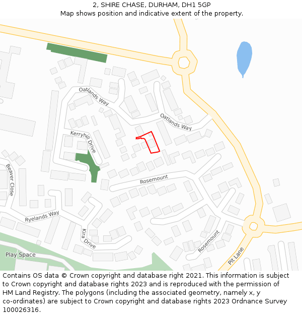 2, SHIRE CHASE, DURHAM, DH1 5GP: Location map and indicative extent of plot