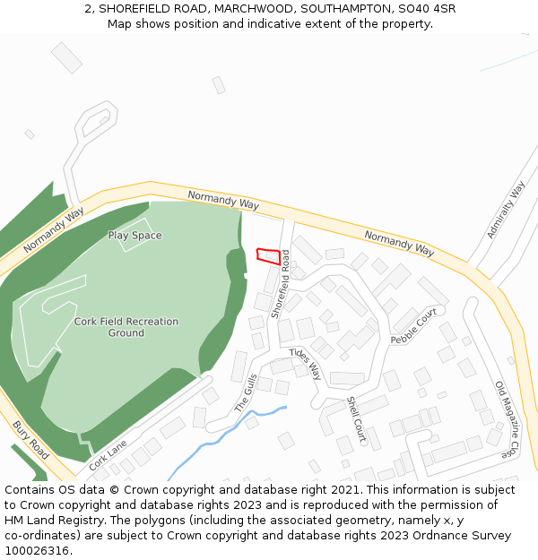 2, SHOREFIELD ROAD, MARCHWOOD, SOUTHAMPTON, SO40 4SR: Location map and indicative extent of plot