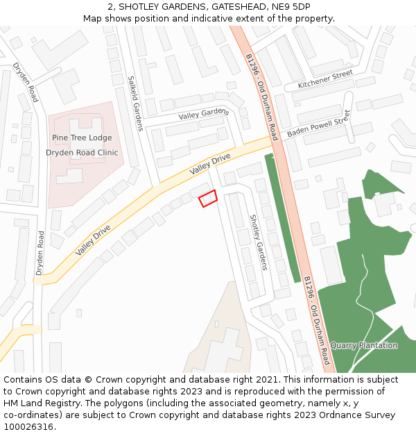 2, SHOTLEY GARDENS, GATESHEAD, NE9 5DP: Location map and indicative extent of plot