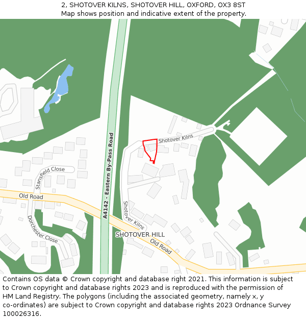 2, SHOTOVER KILNS, SHOTOVER HILL, OXFORD, OX3 8ST: Location map and indicative extent of plot