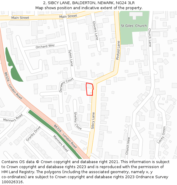 2, SIBCY LANE, BALDERTON, NEWARK, NG24 3LR: Location map and indicative extent of plot