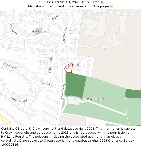 2, SILCOATES COURT, WAKEFIELD, WF2 0UJ: Location map and indicative extent of plot