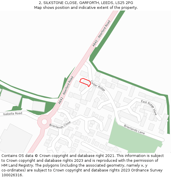 2, SILKSTONE CLOSE, GARFORTH, LEEDS, LS25 2PG: Location map and indicative extent of plot