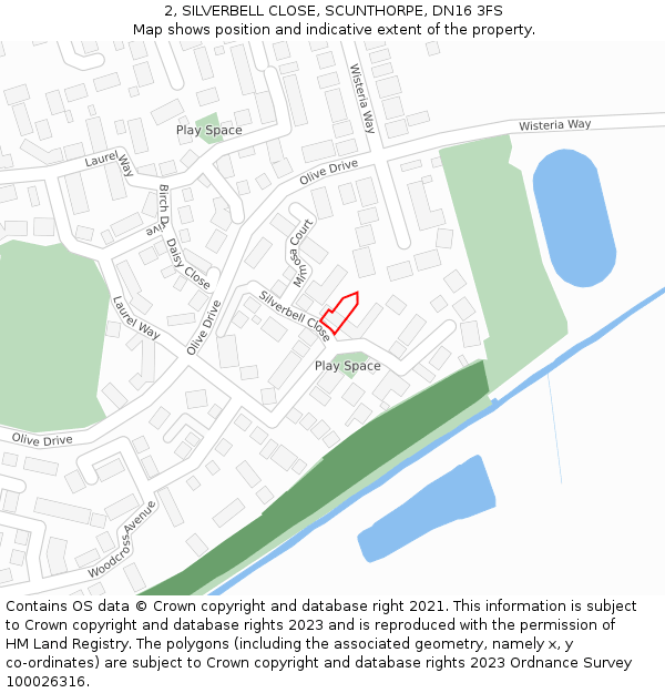 2, SILVERBELL CLOSE, SCUNTHORPE, DN16 3FS: Location map and indicative extent of plot