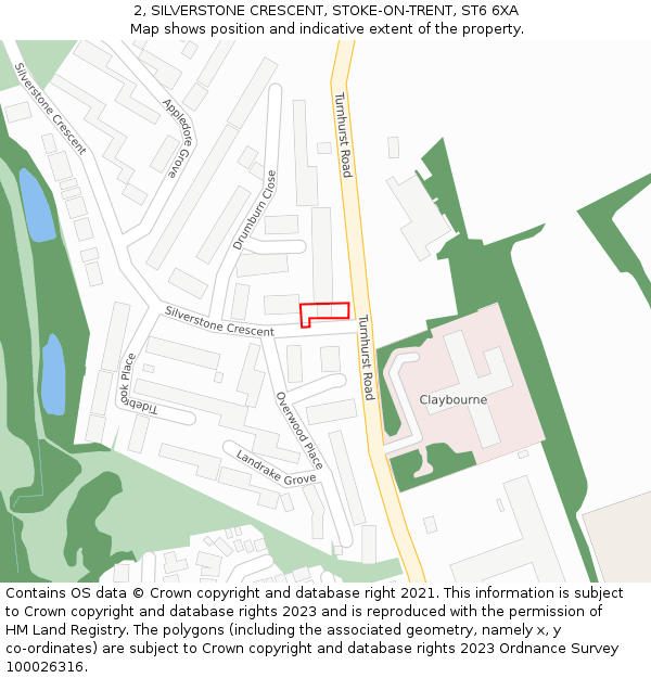 2, SILVERSTONE CRESCENT, STOKE-ON-TRENT, ST6 6XA: Location map and indicative extent of plot