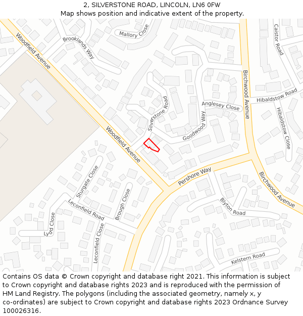 2, SILVERSTONE ROAD, LINCOLN, LN6 0FW: Location map and indicative extent of plot