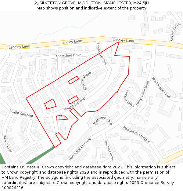 2, SILVERTON GROVE, MIDDLETON, MANCHESTER, M24 5JH: Location map and indicative extent of plot