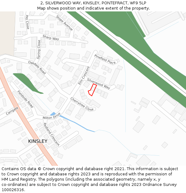 2, SILVERWOOD WAY, KINSLEY, PONTEFRACT, WF9 5LP: Location map and indicative extent of plot