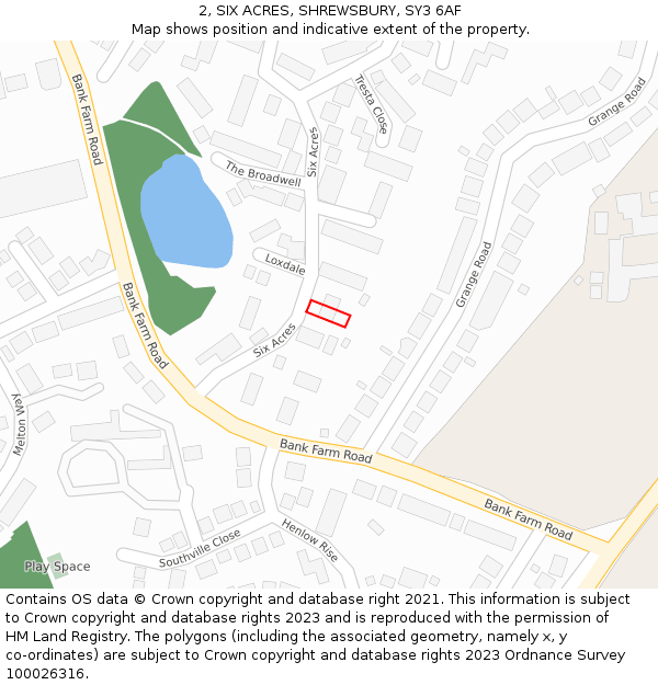 2, SIX ACRES, SHREWSBURY, SY3 6AF: Location map and indicative extent of plot