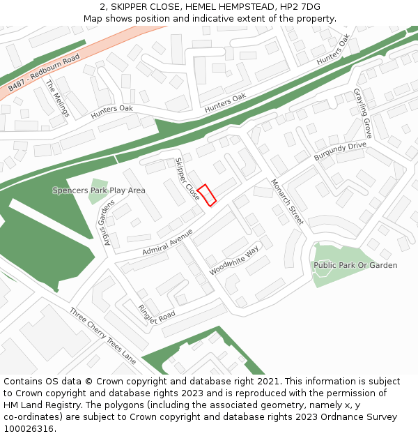 2, SKIPPER CLOSE, HEMEL HEMPSTEAD, HP2 7DG: Location map and indicative extent of plot