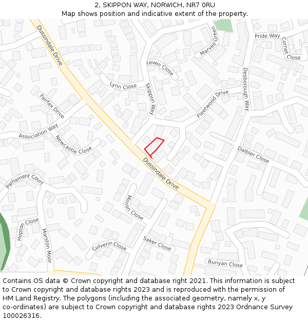 2, SKIPPON WAY, NORWICH, NR7 0RU: Location map and indicative extent of plot