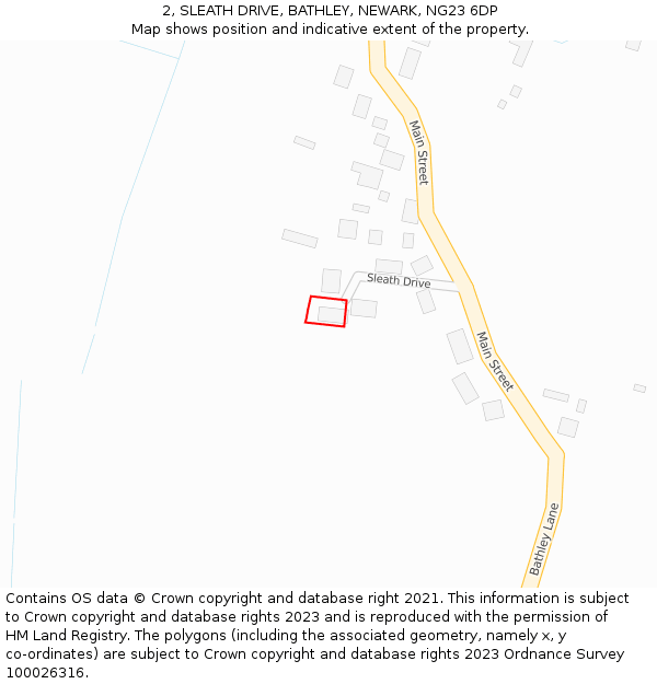 2, SLEATH DRIVE, BATHLEY, NEWARK, NG23 6DP: Location map and indicative extent of plot