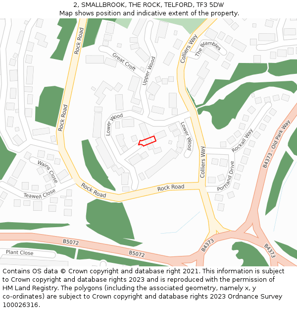 2, SMALLBROOK, THE ROCK, TELFORD, TF3 5DW: Location map and indicative extent of plot