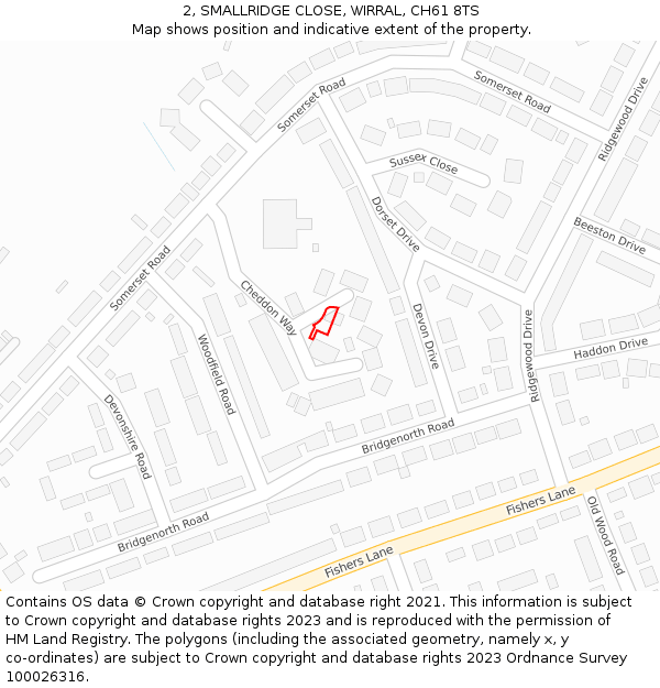 2, SMALLRIDGE CLOSE, WIRRAL, CH61 8TS: Location map and indicative extent of plot