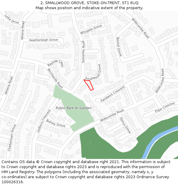 2, SMALLWOOD GROVE, STOKE-ON-TRENT, ST1 6UQ: Location map and indicative extent of plot