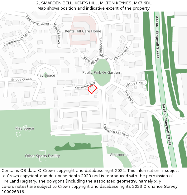 2, SMARDEN BELL, KENTS HILL, MILTON KEYNES, MK7 6DL: Location map and indicative extent of plot