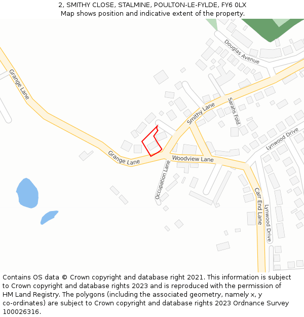 2, SMITHY CLOSE, STALMINE, POULTON-LE-FYLDE, FY6 0LX: Location map and indicative extent of plot