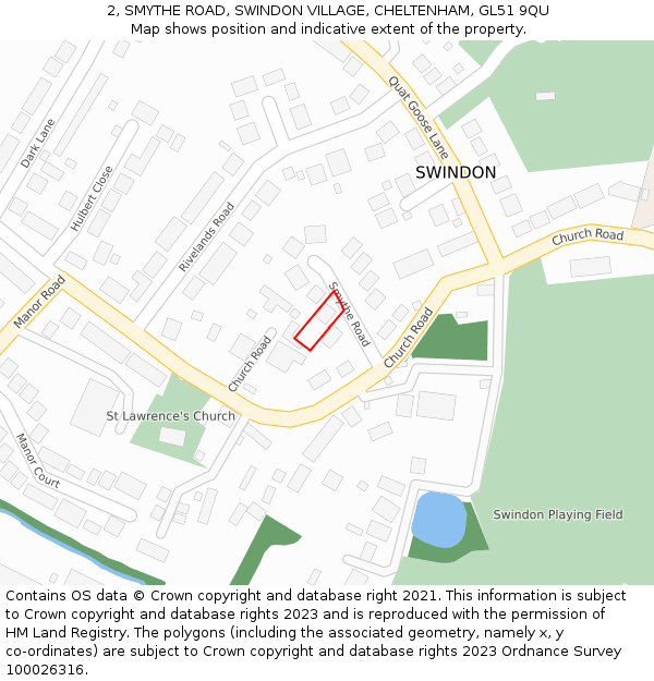 2, SMYTHE ROAD, SWINDON VILLAGE, CHELTENHAM, GL51 9QU: Location map and indicative extent of plot