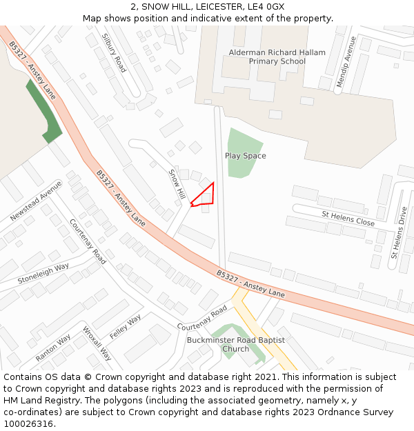 2, SNOW HILL, LEICESTER, LE4 0GX: Location map and indicative extent of plot