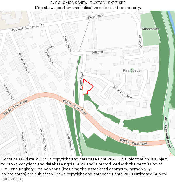 2, SOLOMONS VIEW, BUXTON, SK17 6PF: Location map and indicative extent of plot