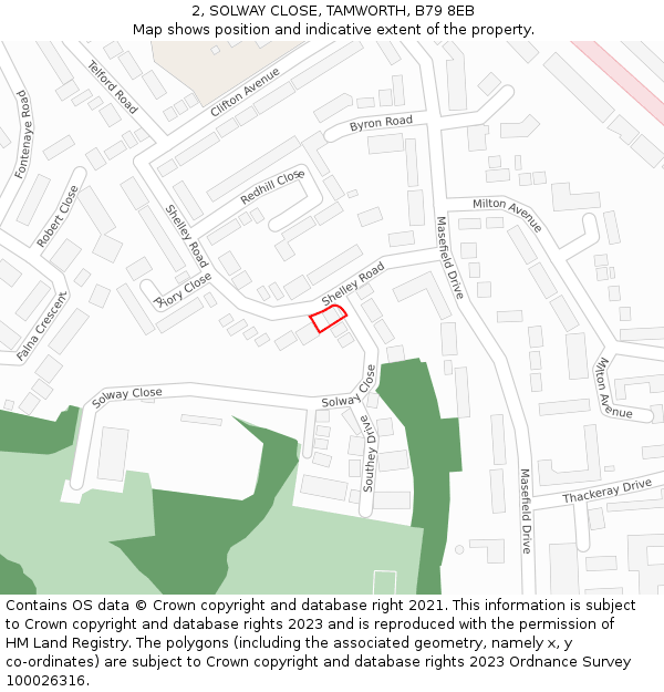 2, SOLWAY CLOSE, TAMWORTH, B79 8EB: Location map and indicative extent of plot