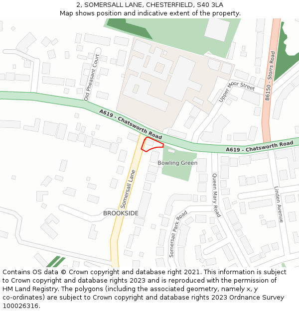 2, SOMERSALL LANE, CHESTERFIELD, S40 3LA: Location map and indicative extent of plot