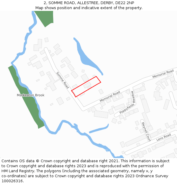 2, SOMME ROAD, ALLESTREE, DERBY, DE22 2NP: Location map and indicative extent of plot