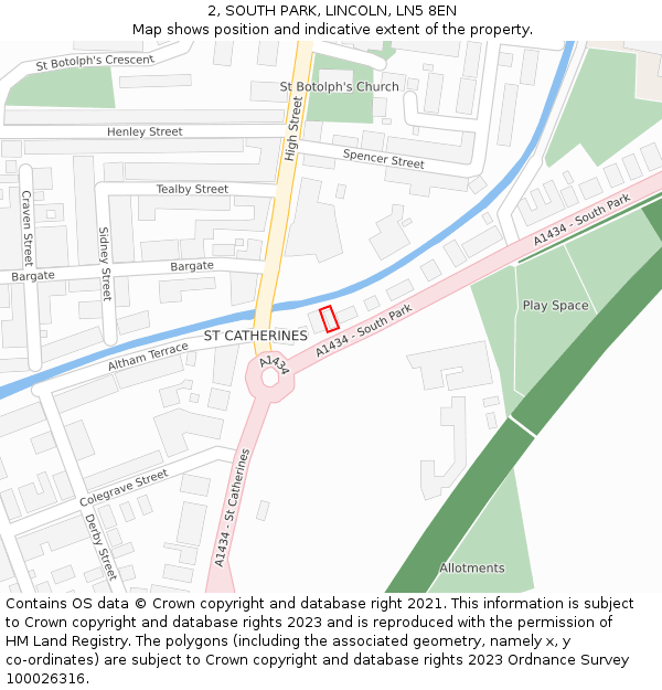 2, SOUTH PARK, LINCOLN, LN5 8EN: Location map and indicative extent of plot