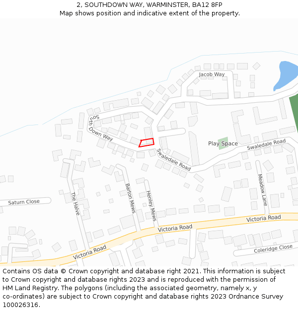 2, SOUTHDOWN WAY, WARMINSTER, BA12 8FP: Location map and indicative extent of plot