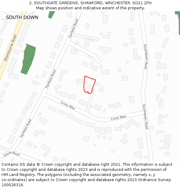 2, SOUTHGATE GARDENS, SHAWFORD, WINCHESTER, SO21 2FN: Location map and indicative extent of plot