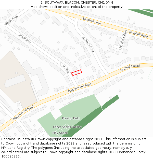 2, SOUTHWAY, BLACON, CHESTER, CH1 5NN: Location map and indicative extent of plot