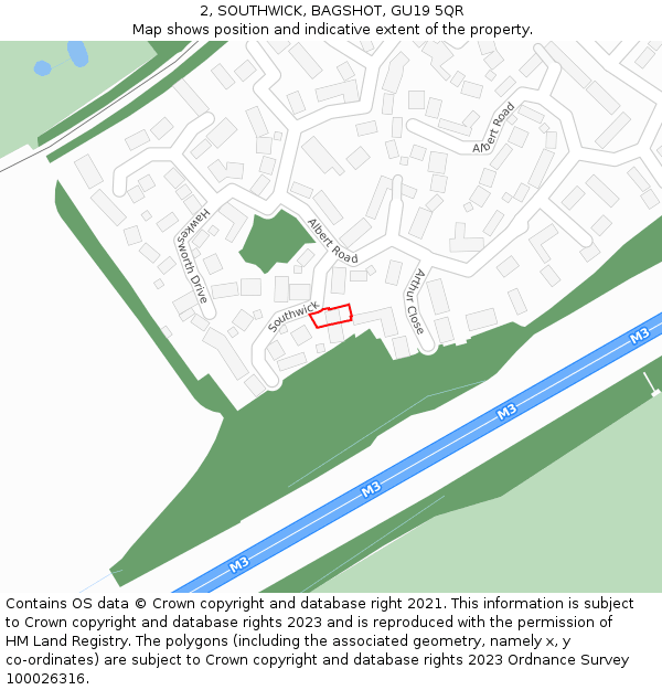 2, SOUTHWICK, BAGSHOT, GU19 5QR: Location map and indicative extent of plot