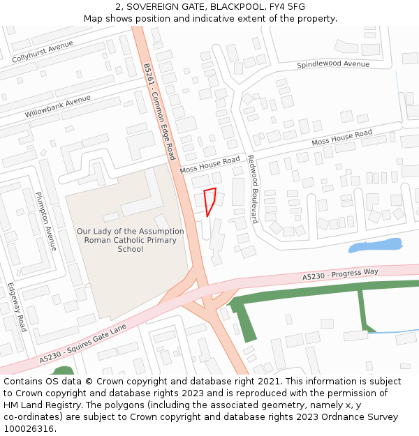 2, SOVEREIGN GATE, BLACKPOOL, FY4 5FG: Location map and indicative extent of plot